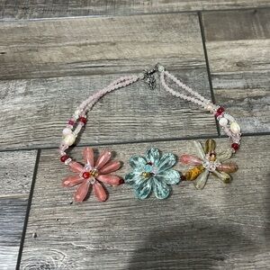 Nakamol Pink, Blue, and Gold Floral Necklace